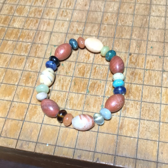 Semiprecious Natural Stone Crystal Mix Beaded Bracelet 7”L Stretchy Elastic EVC - Picture 12 of 13